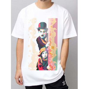 Tricou Charlie Chaplin cu un copil art